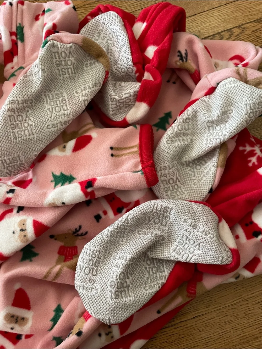 2 NWT Christmas fleece sleepers 3t red pink